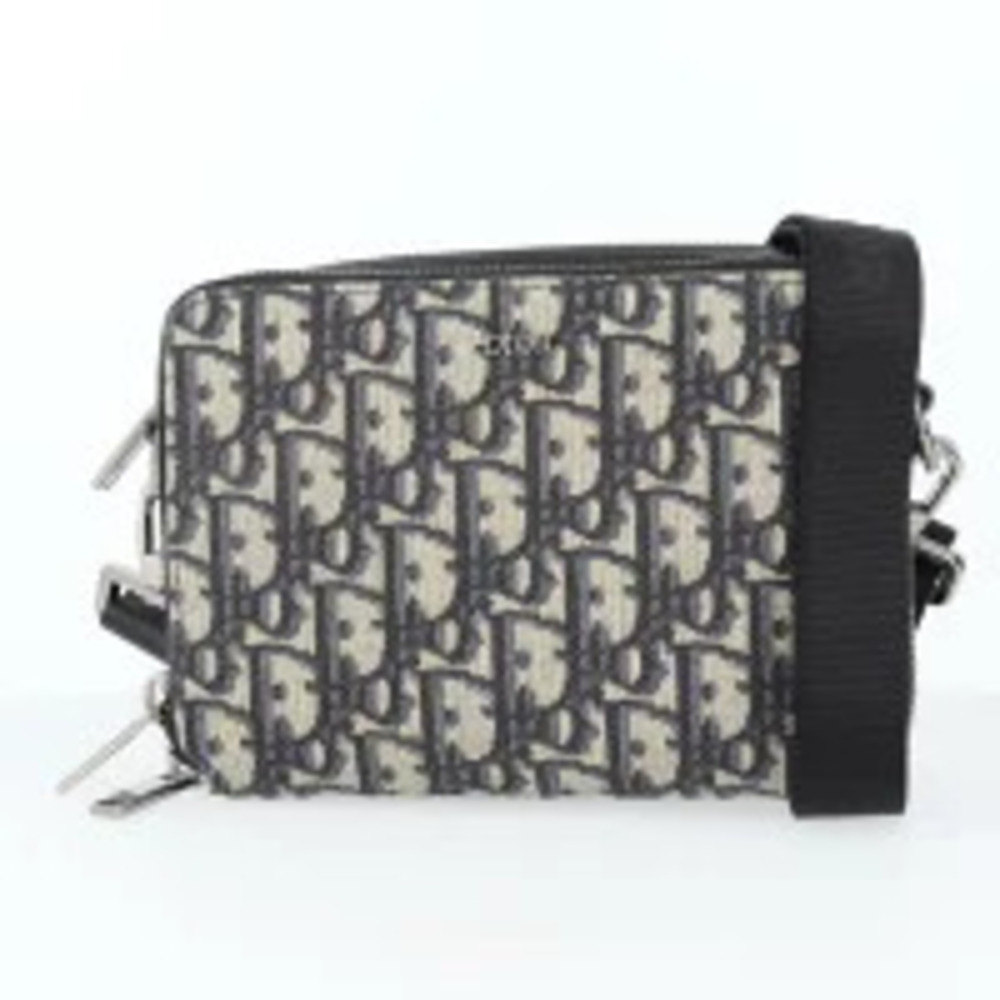 Christian Dior Oblique Jacquard Trotter Shoulder Bag Canvas Strap Clutch
